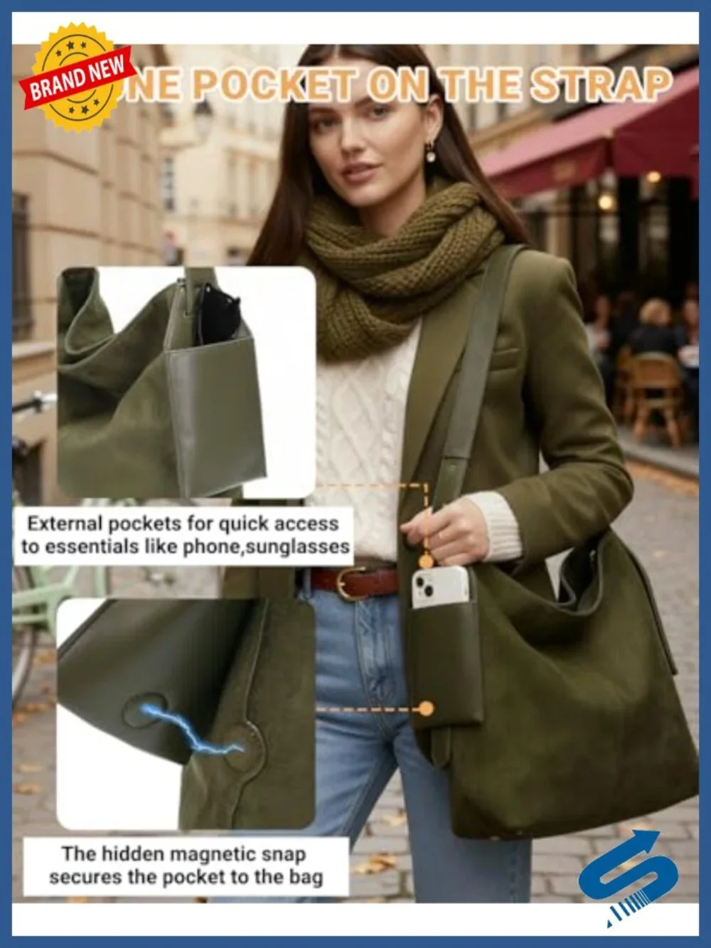 Slouchy Suede Hobo Shoulder Bag Crossbody Purse Tote with Adjustable Strap